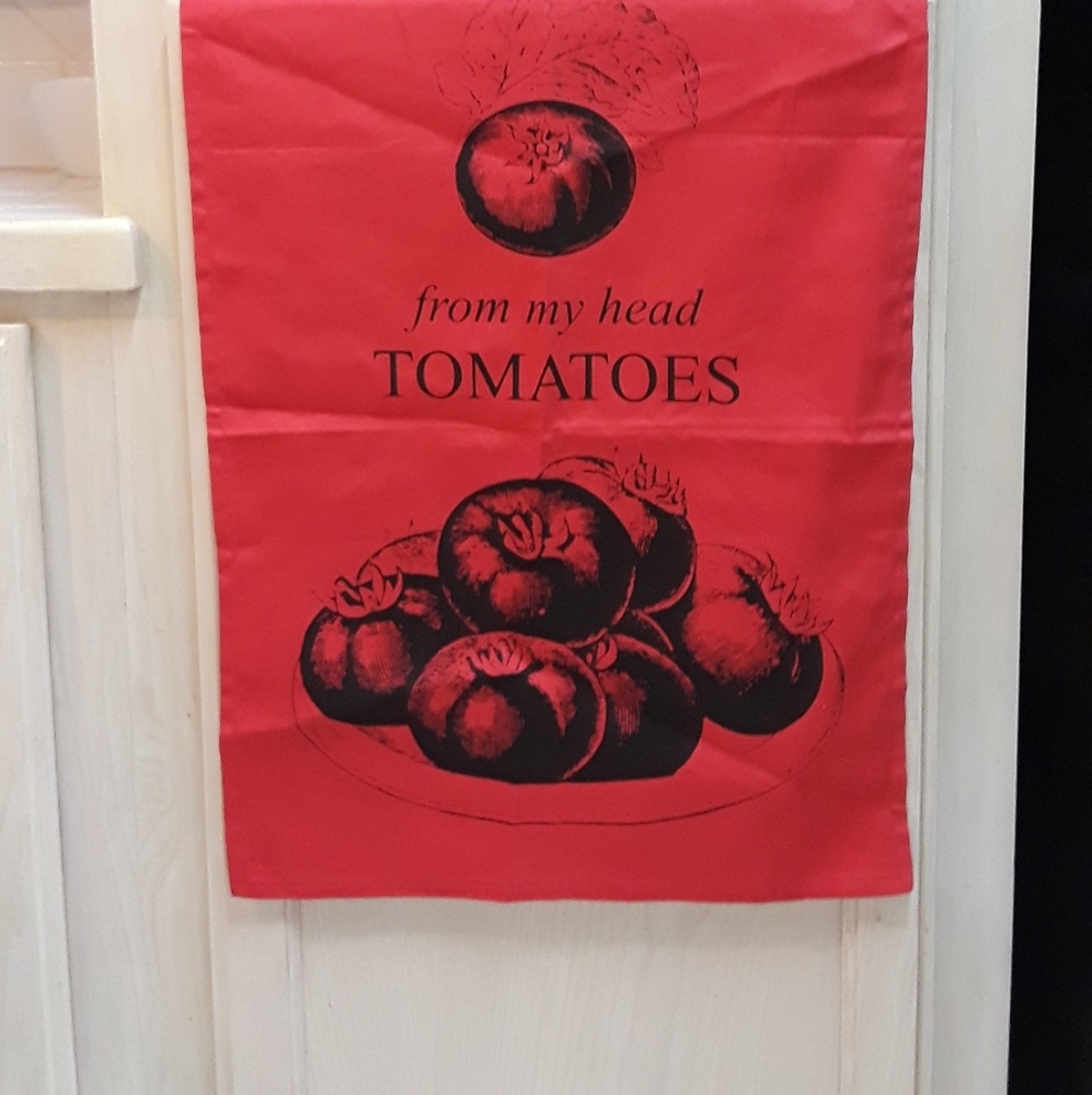 "From my head Tomatoes" Dish Towel NWT Red Towel
